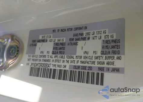 2024 Mazda Mx-5 Miata Rf Grand Touring из США, поврежденный, VIN JM1NDAM72R0606047